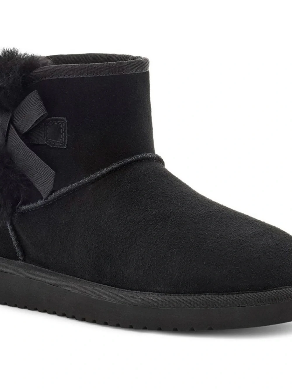 Koolaburra Black Suede Ankle Boot with Bow Accent